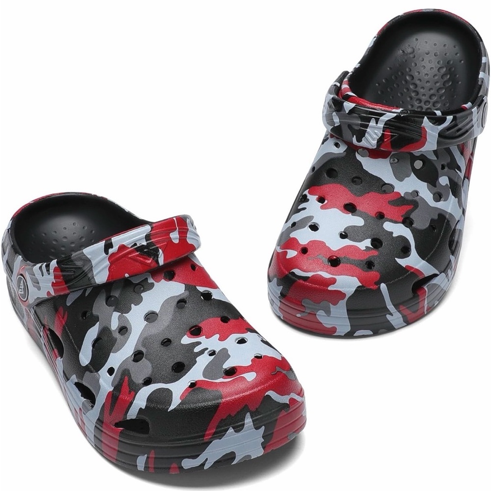 Amazon Kids Camo Water Shoes - Red, Black, Gray